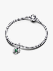 FINAL SALE - Green Eternity Circle Dangle Charm Sterling silver