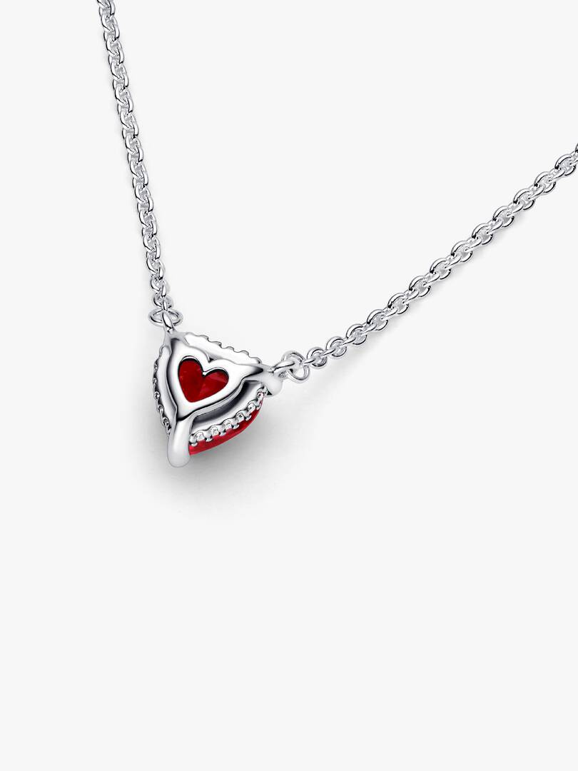 Sparkling Heart Halo Pendant Collier Necklace Sterling silver