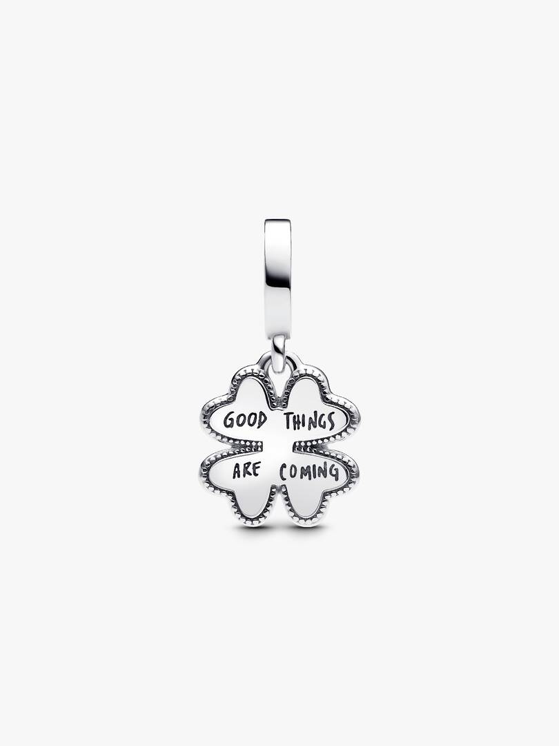 2025 Four Leaf Clover Lab-Grown Diamond Dangle Charm 0.009 ct TW, Sterling silver, 14k gold plating