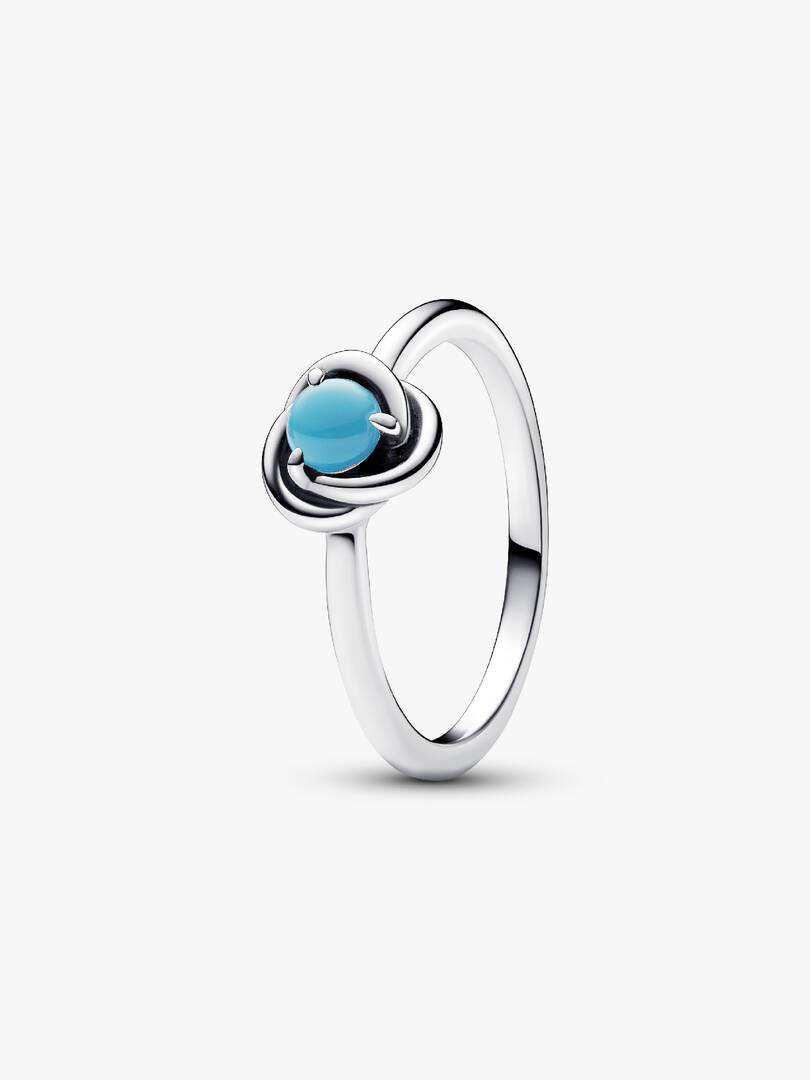 December Turquoise Blue Eternity Circle Ring Sterling silver