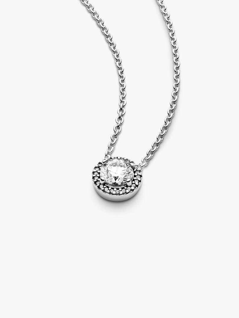 Round Sparkle Halo Necklace Sterling silver