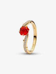 Disney Beauty and the Beast Enchanted Rose Ring 14k gold plating