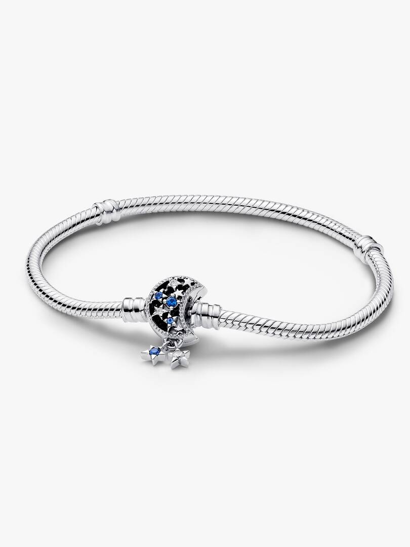 Pandora Moments Sparkling Moon Clasp Snake Chain Bracelet Sterling silver