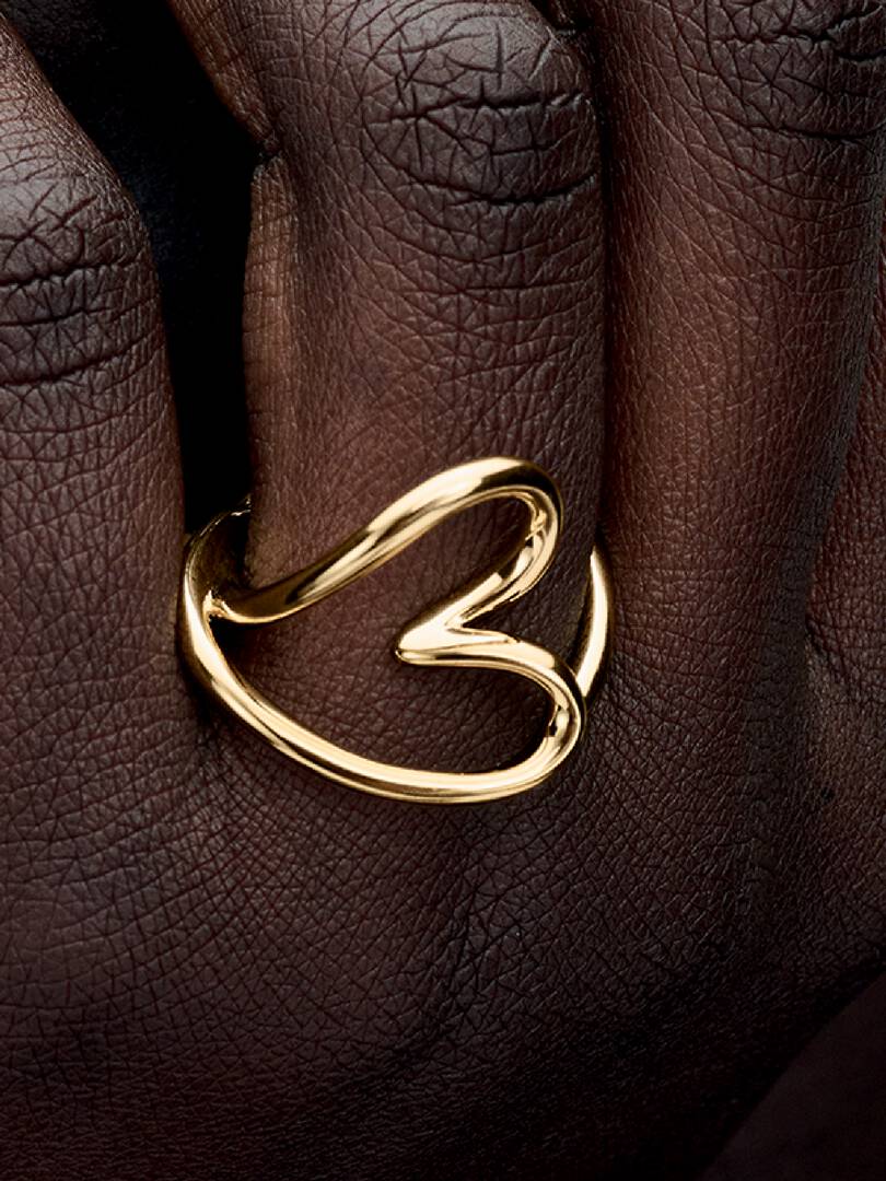 Organically Shaped Heart Ring 14k gold plating