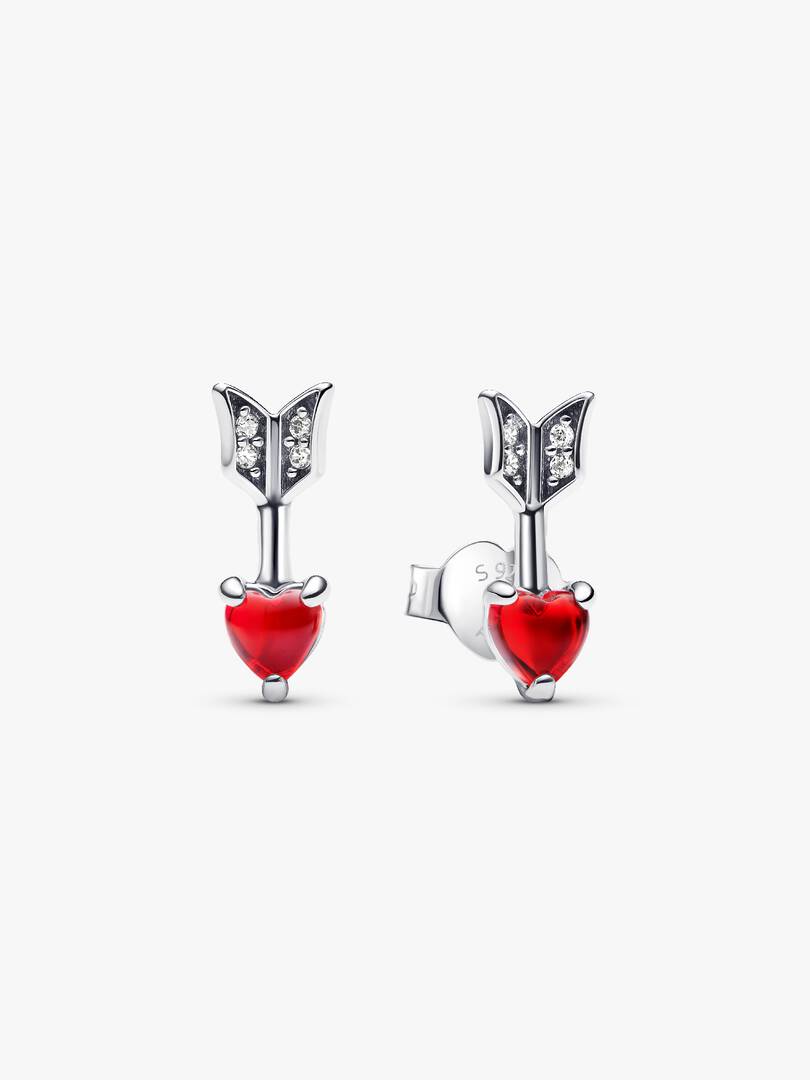 FINAL SALE - Arrow & Murano Glass Heart Stud Earrings Sterling silver