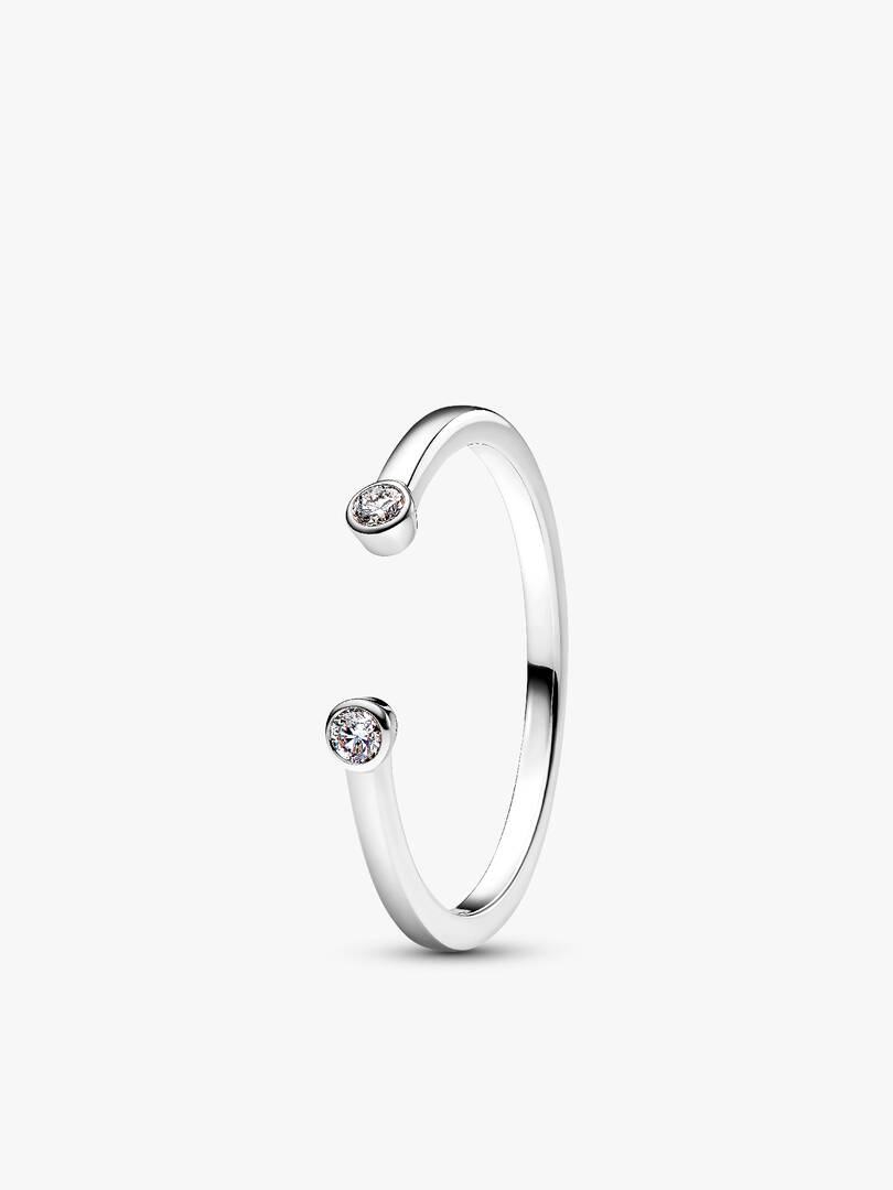 Pandora Era Lab-Grown Diamond White Gold Open and Trio Ring Set 2 Quantity