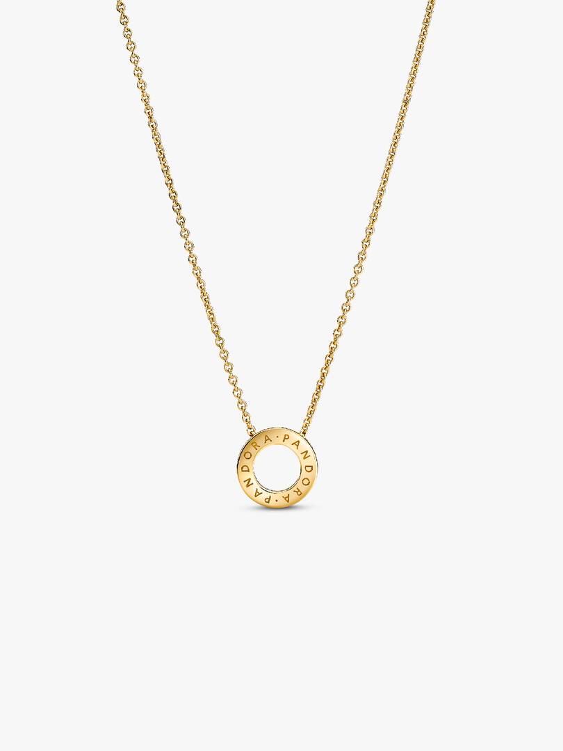 Pandora Logo Pavé Circle Collier Necklace 14k gold plating