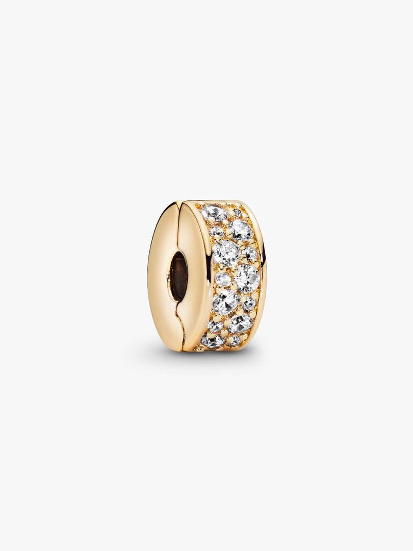 Clear Pavé Clip Charm 14k gold plating