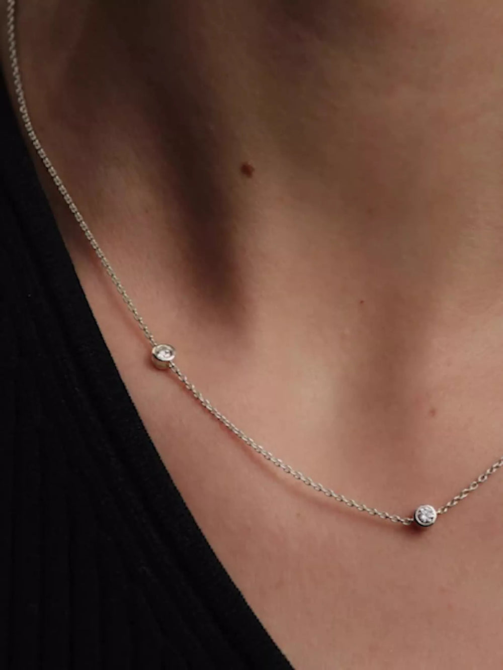 FINAL SALE - Pandora Era Bezel Sterling Silver Lab-grown Diamond Station Necklace 0.30 ct TW, Sterling silver