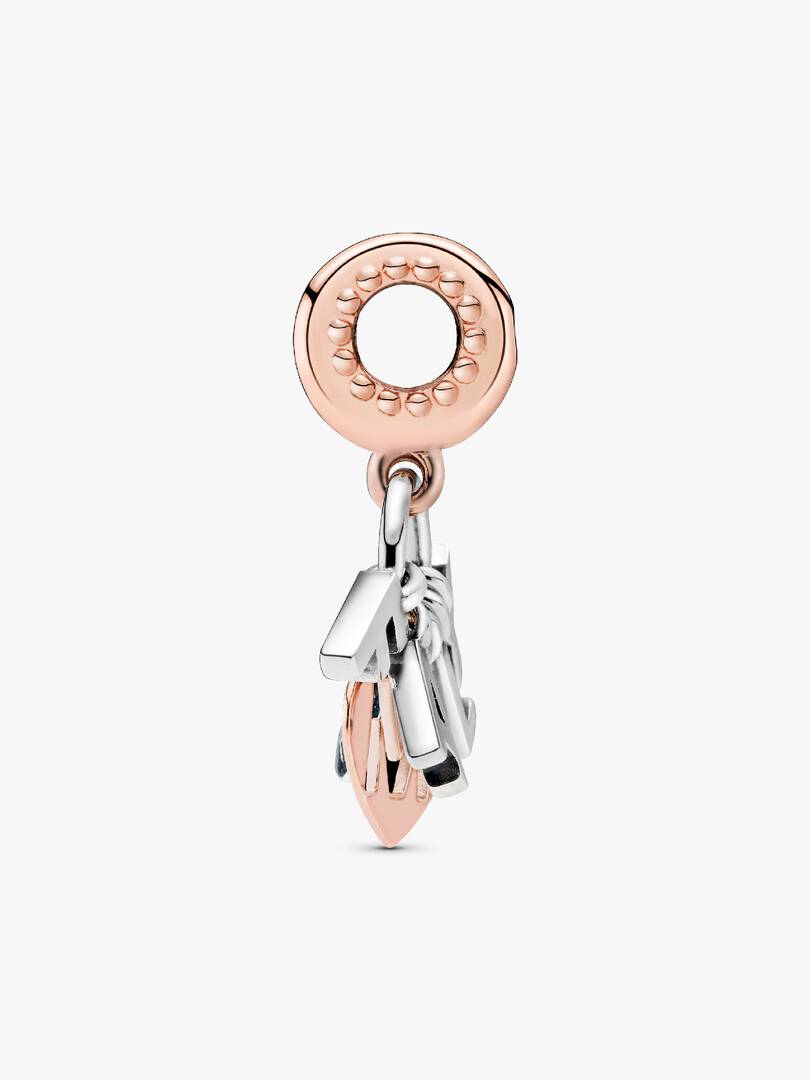 Family Letters Dangle Charm Sterling silver, 14k rose gold plating