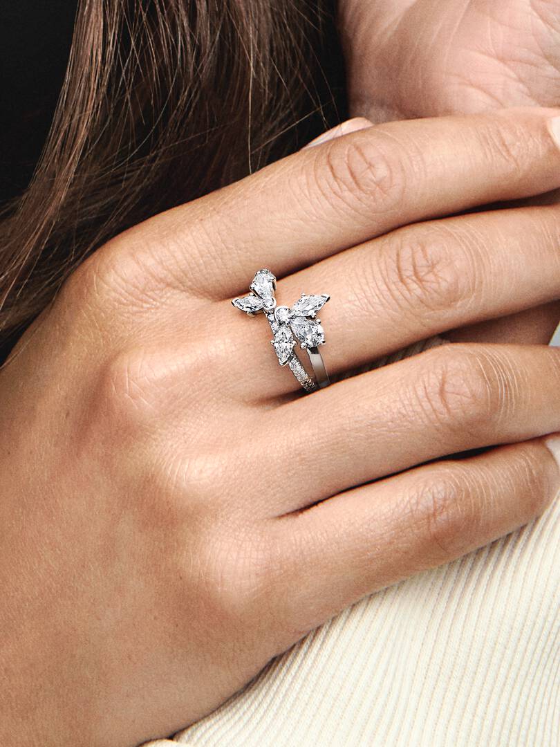 FINAL SALE - Sparkling Asymmetrical Herbarium Cluster Ring Sterling silver