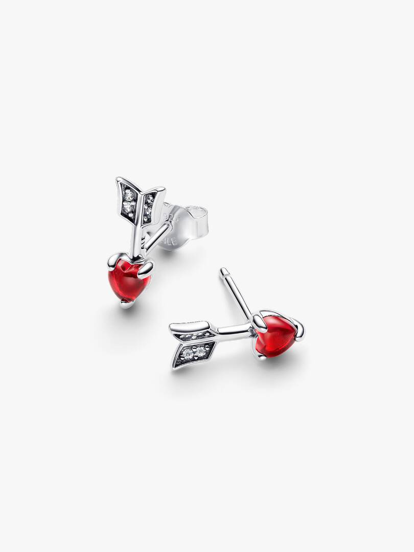 FINAL SALE - Arrow & Murano Glass Heart Stud Earrings Sterling silver