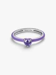 Purple Chakra Heart Ring Sterling silver