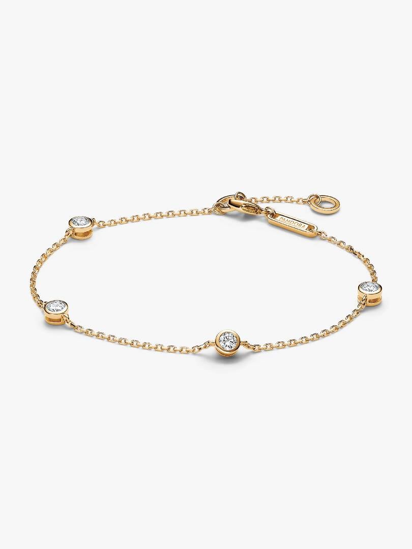 FINAL SALE - Pandora Era Bezel 14k Gold Lab-grown Diamond Station Chain Bracelet 0.40 ct TW, 14k gold