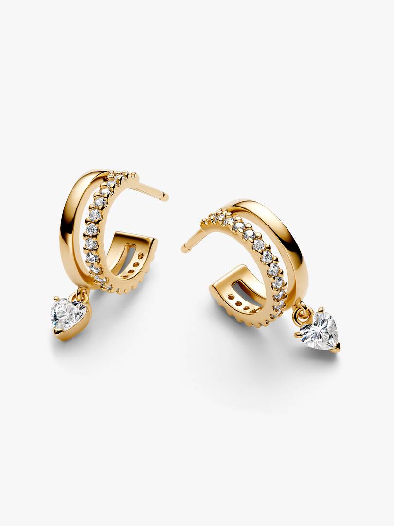 Dangling Heart Hoop Earrings 14k gold plating