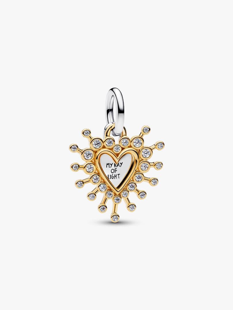 Radiant Heart Double Dangle Charm Sterling silver, 14k gold plating