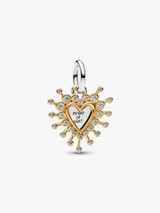 Radiant Heart Double Dangle Charm Sterling silver, 14k gold plating