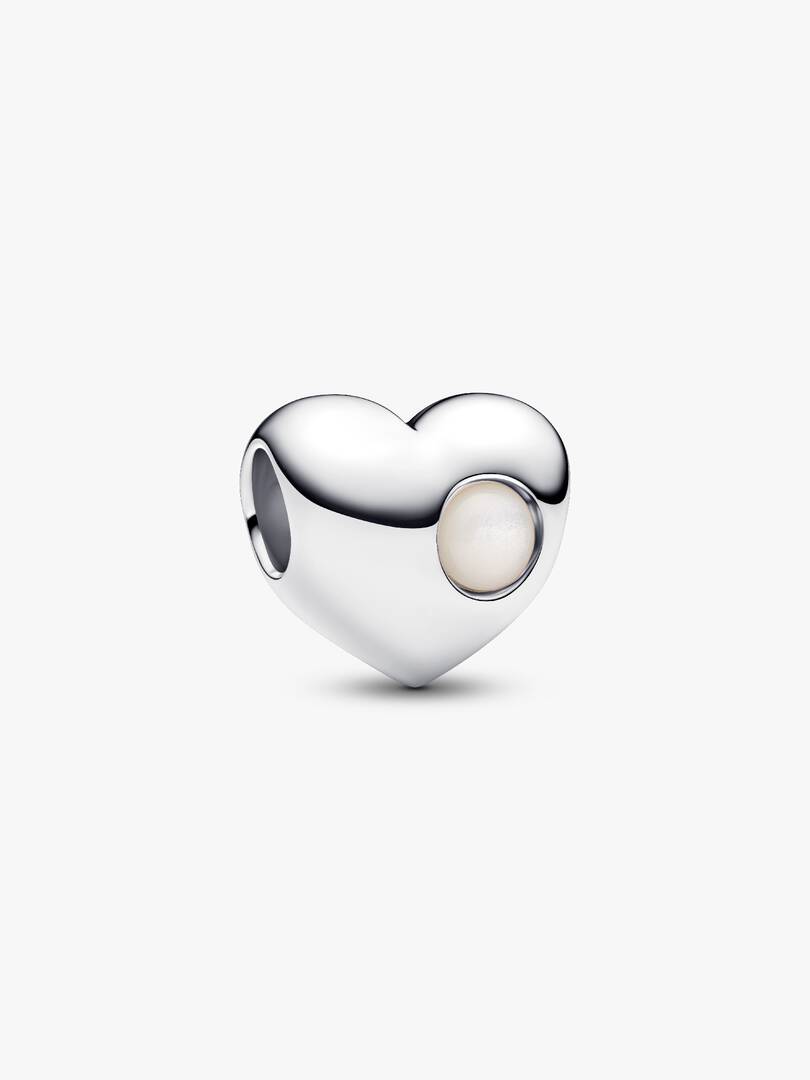 Engravable White Stone Heart Charm Sterling silver