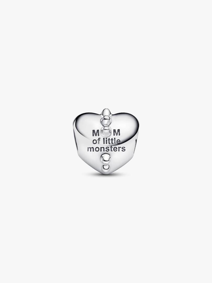 Mom's Little Monsters Heart Charm Sterling silver