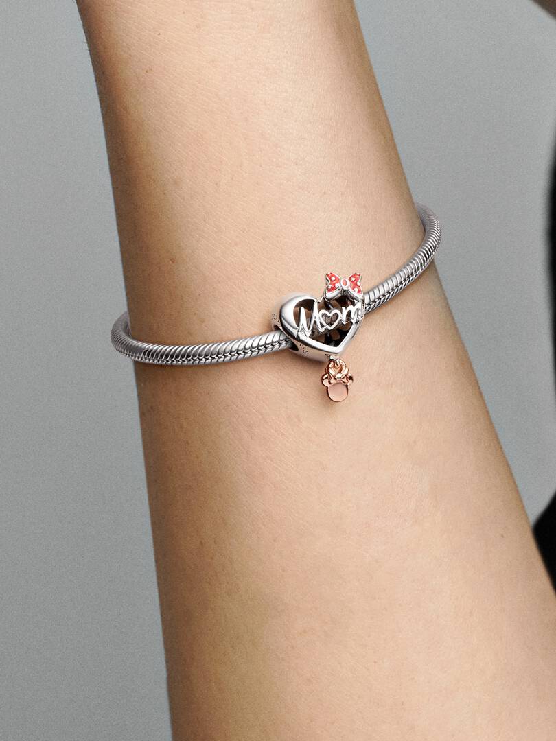 Disney Minnie Mouse Mom Heart Charm Sterling silver, 14k rose gold plating