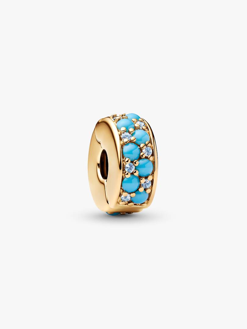 Aqua Blue Clip Charm 14k gold plating