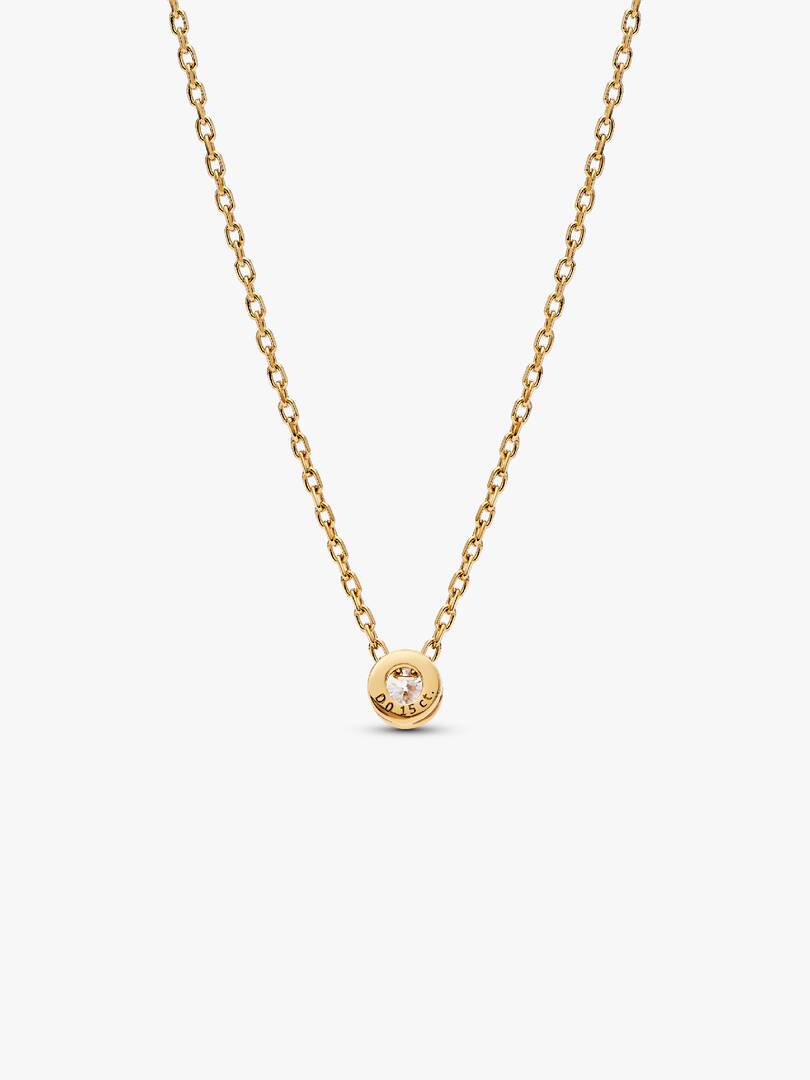 Pandora Era Bezel 14k Gold Lab-grown Diamond Pendant Necklace 0.15 ct TW, 14k gold