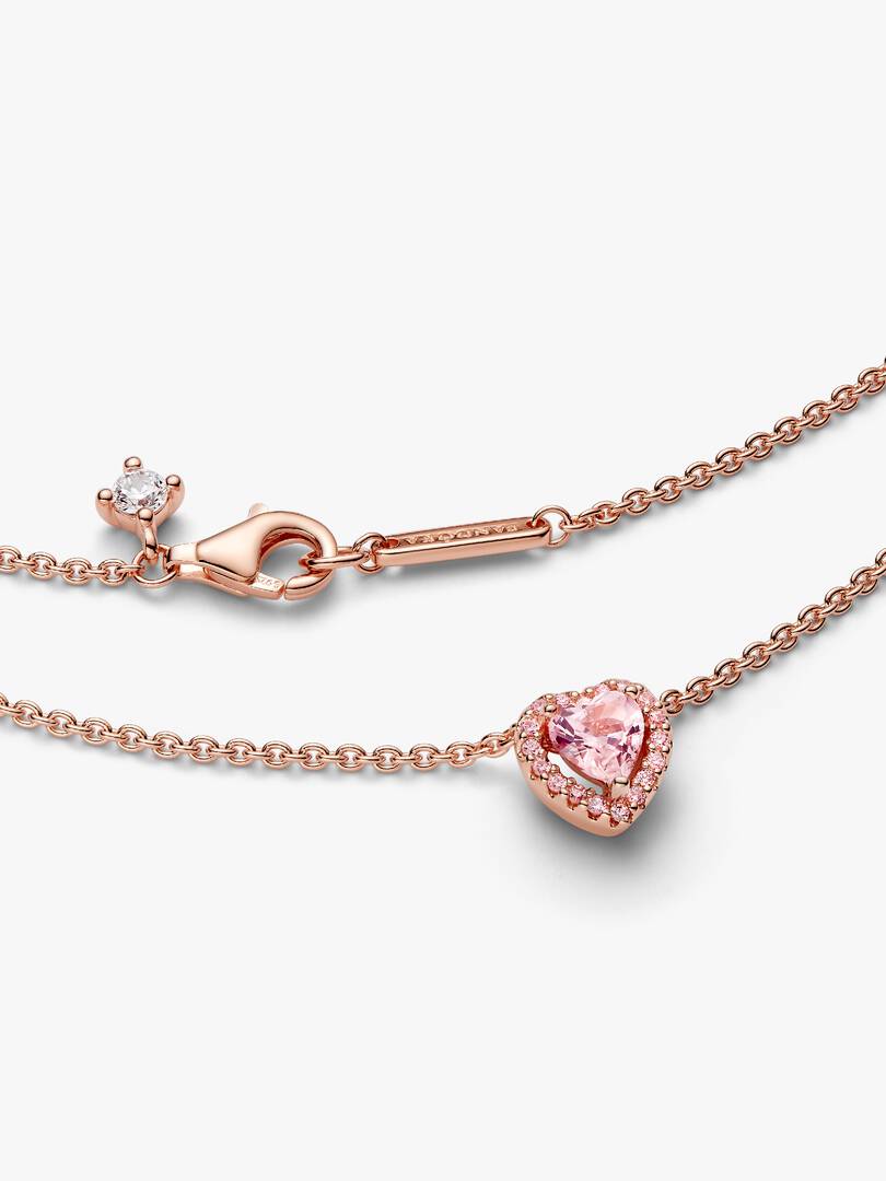 Pink Heart Collier Necklace 14k rose gold plating