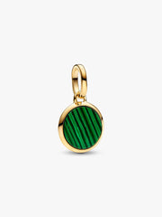 Green Engravable Mini Medallion Charm 14k gold plating