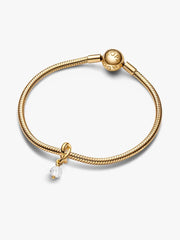 Faceted Clear Eternity Circle Dangle Charm 14k gold plating