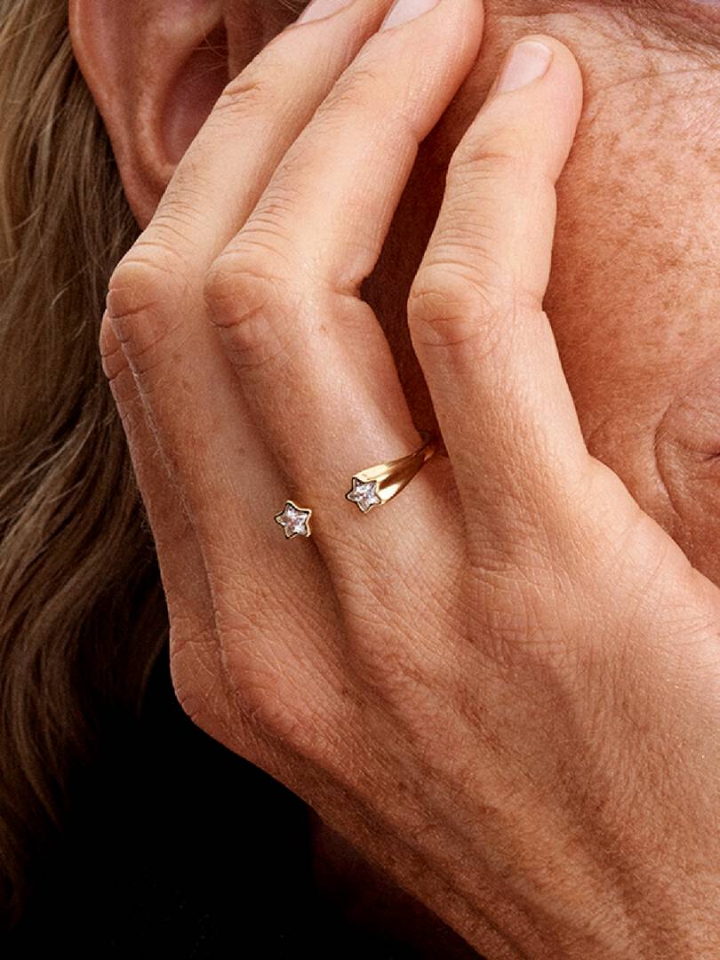 Shooting Stars Open Ring 14k gold plating