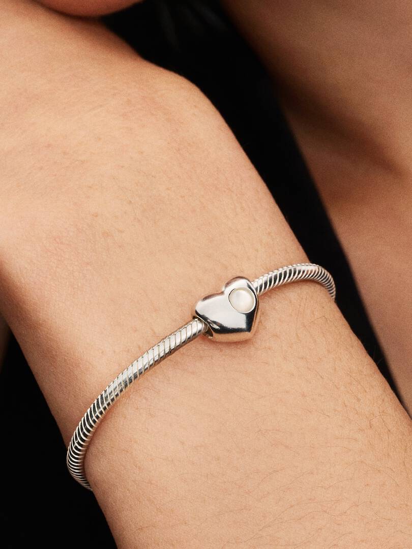 Engravable White Stone Heart Charm Sterling silver