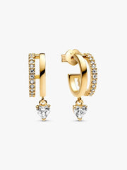 Dangling Heart Hoop Earrings 14k gold plating