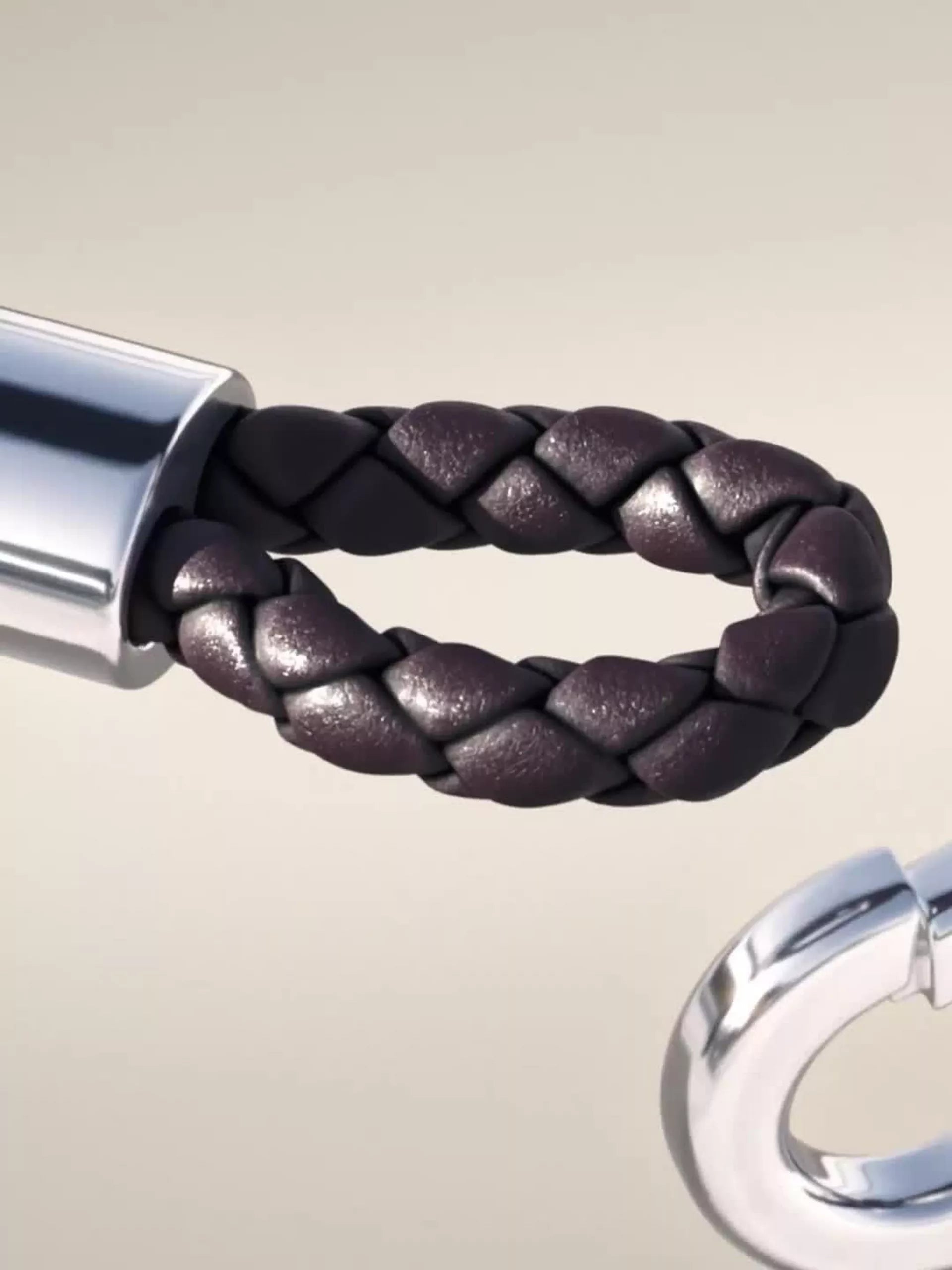 Pandora Moments Brown Braided Double Leather Bracelet Sterling silver