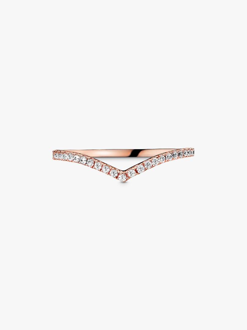 Sparkling Wishbone Ring 14k rose gold plating