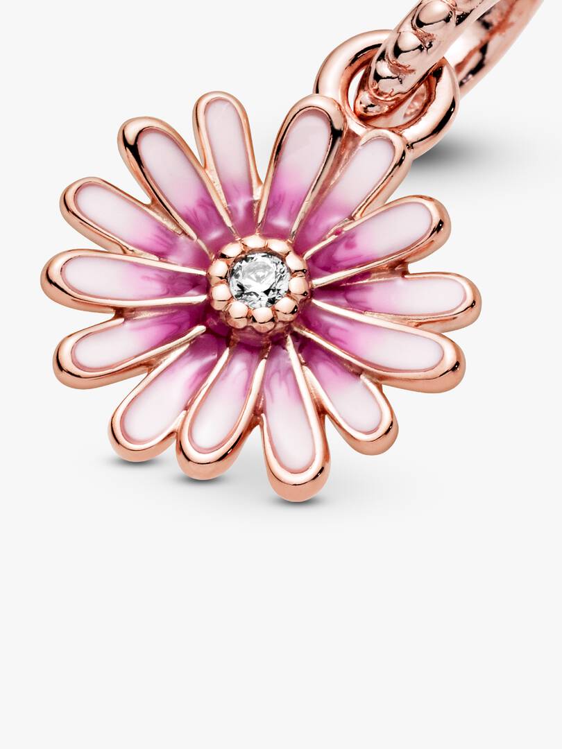 FINAL SALE - Pink Daisy Flower Dangle Charm 14k rose gold plating