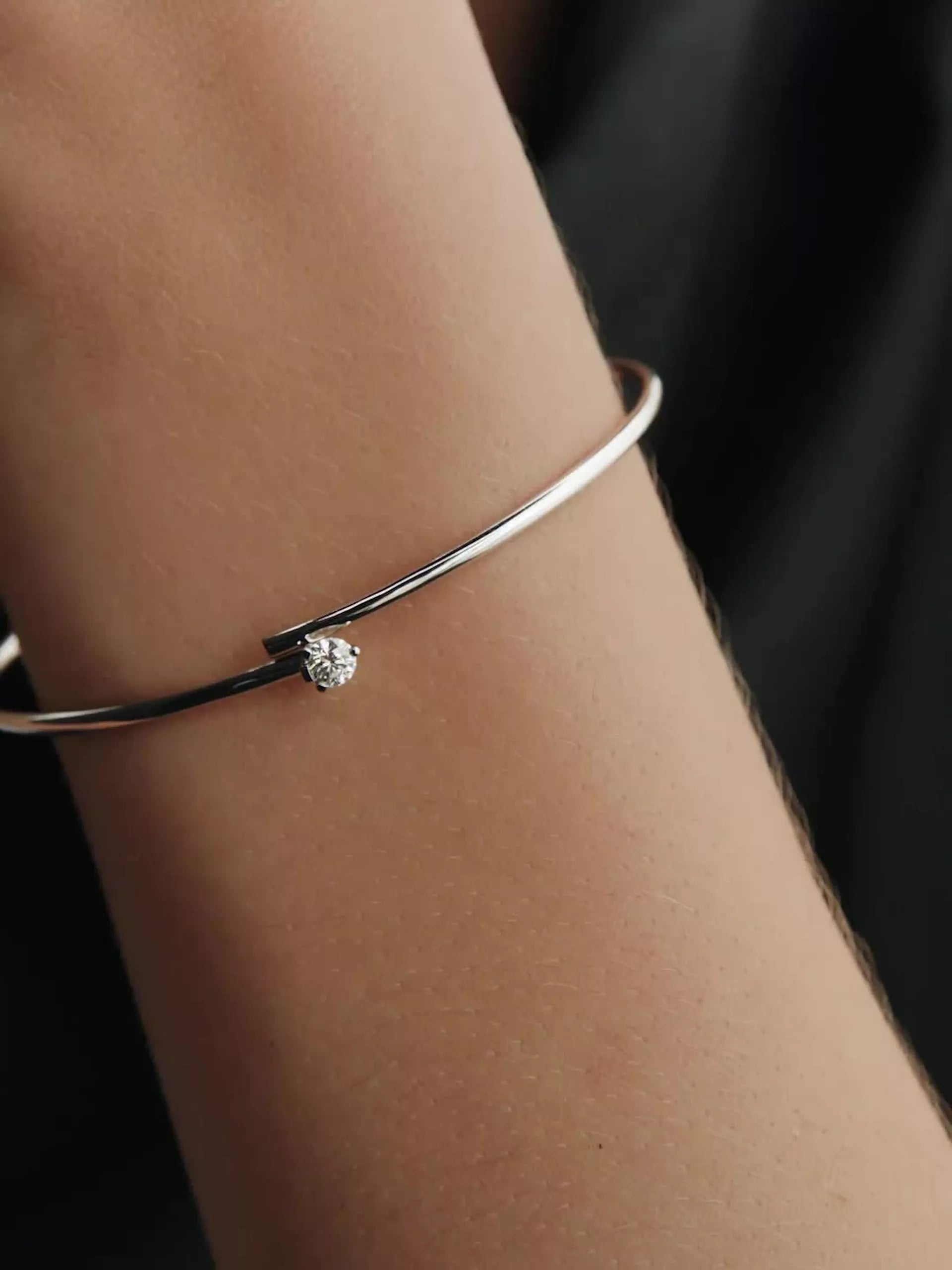 FINAL SALE - Pandora Nova 14k White Gold Lab-grown Diamond Open Bangle 0.25 ct TW, 14k white gold