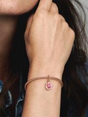 FINAL SALE - Pink Daisy Flower Dangle Charm 14k rose gold plating