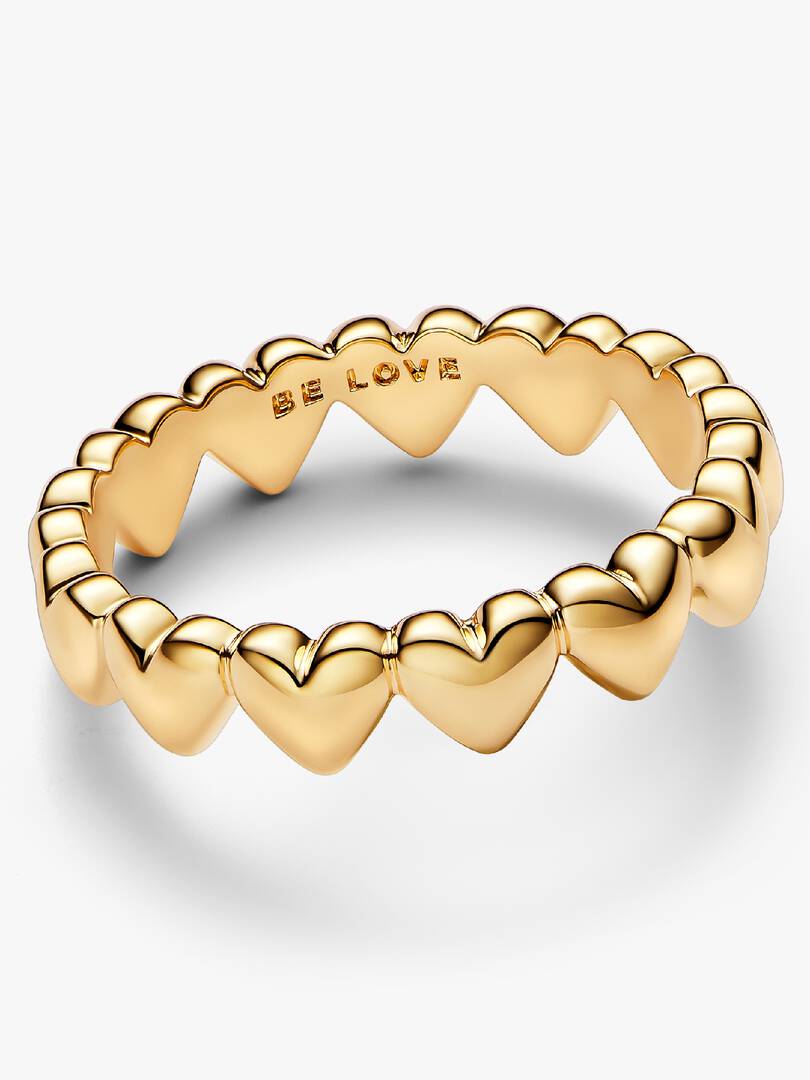 Row of Hearts Ring 14k gold plating
