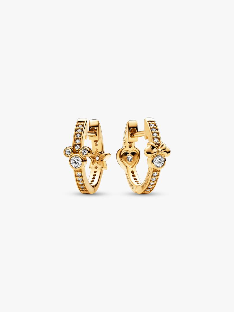 FINAL SALE - Disney Mickey Mouse & Minnie Mouse Sparkling Hoop Earrings 14k gold plating