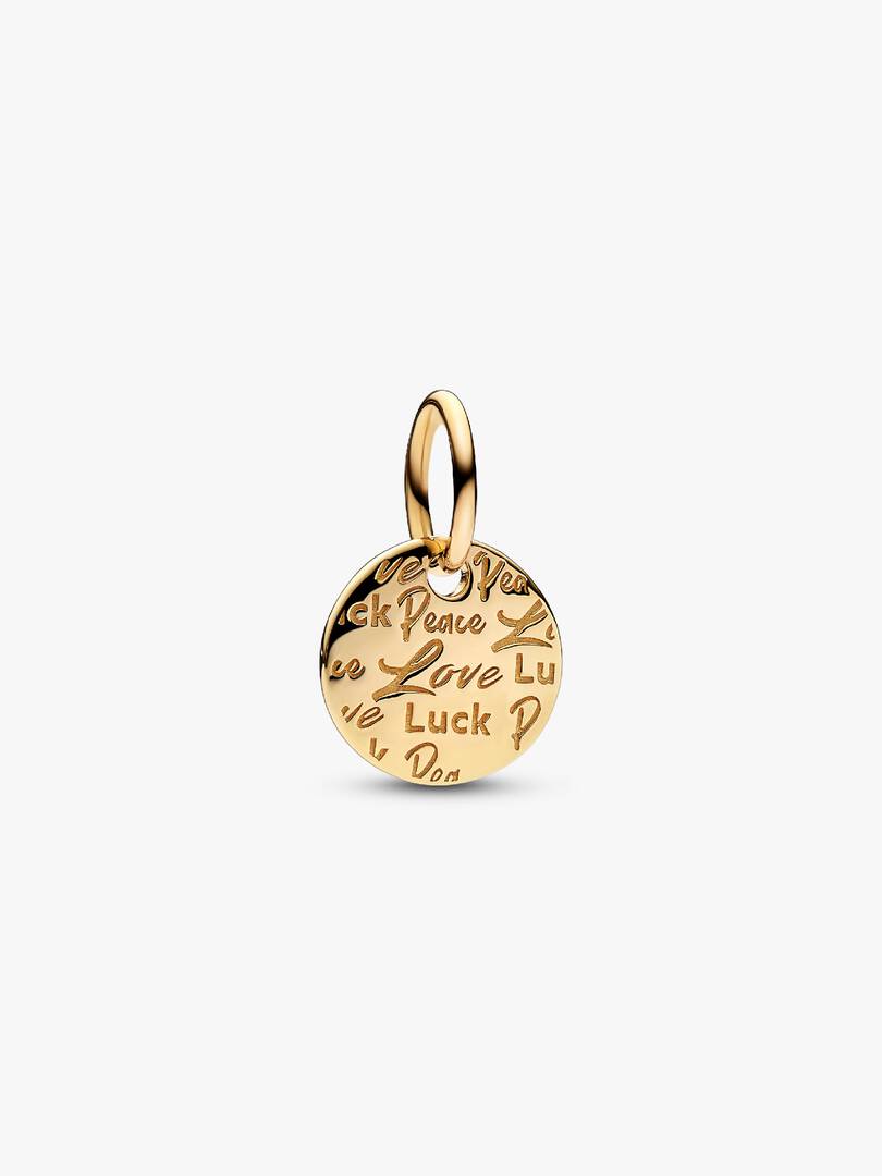 FINAL SALE - Peace, Love & Luck Dangle Charm 14k gold