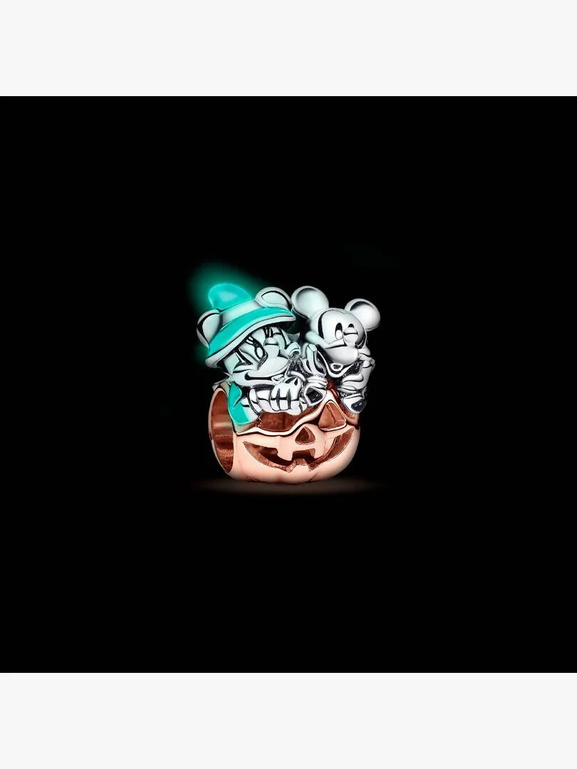 Disney Mickey Mouse & Minnie Mouse Halloween Pumpkin Charm Sterling silver, 14k rose gold plating