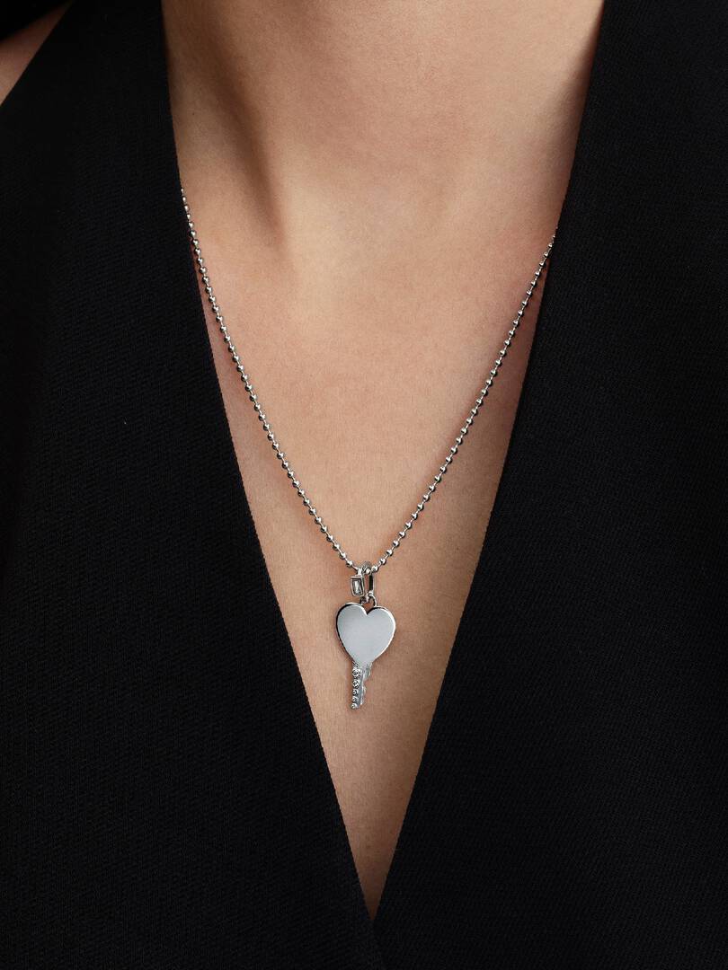 Engravable Heart Key Pendant Sterling silver