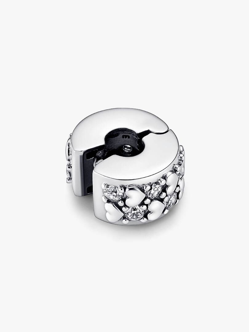 FINAL SALE - Infinite Hearts Sparkling Clip Charm Sterling silver