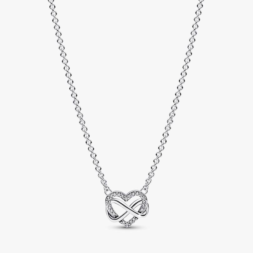 Sparkling Infinity Heart Necklace Set 2 Quantity