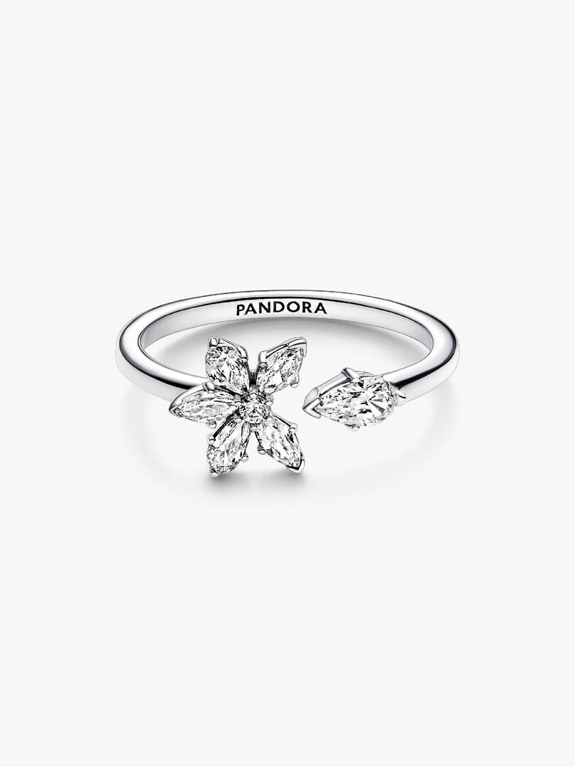 FINAL SALE - Sparkling Herbarium Cluster Open Ring Sterling silver