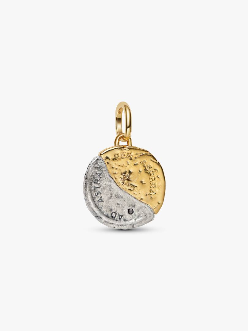 Sun and Moon Medallion Charm Sterling silver, 14k gold plating
