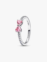 Sparkling Pink Bow Ring Sterling silver