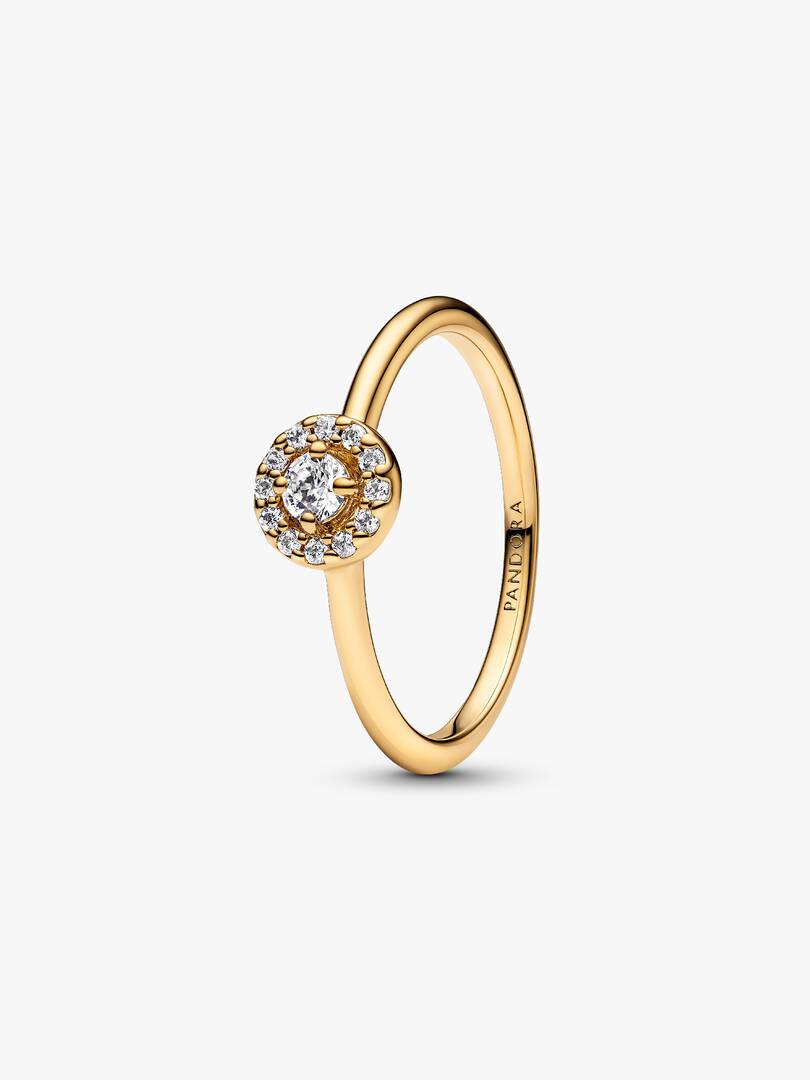 Round Pave Halo Ring 14k gold plating