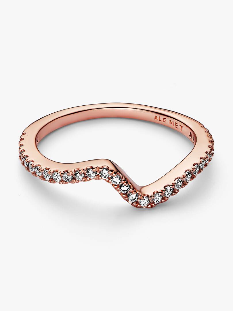 Sparkling Wave Ring 14k rose gold plating