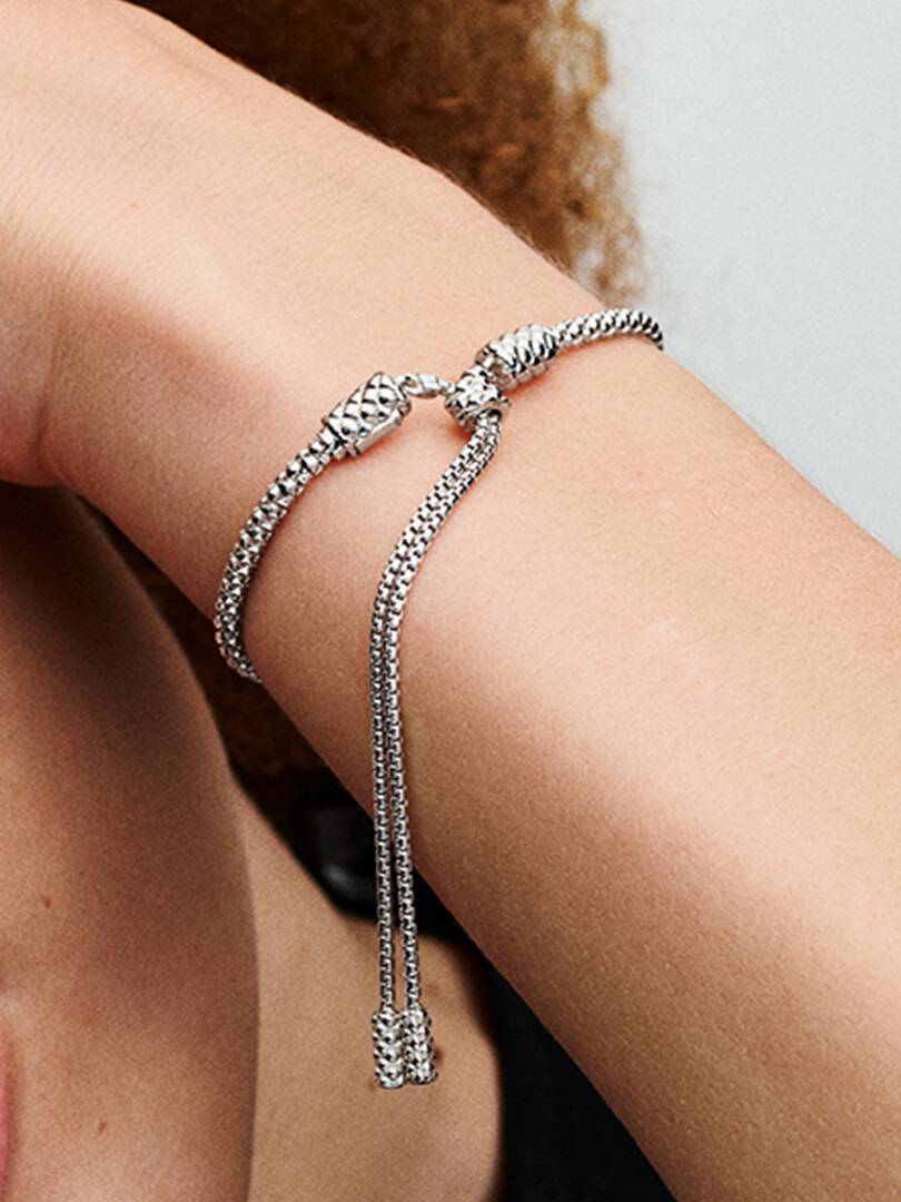 Pandora Moments Studded Chain Slider Bracelet Sterling silver